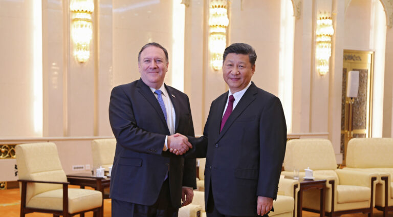U.S. Secretary of State Mike Pompeo meets with Chinese President Xi Jingping in Beijing, China in 2018. (Photo courtesy of U.S. State Department on Flickr)